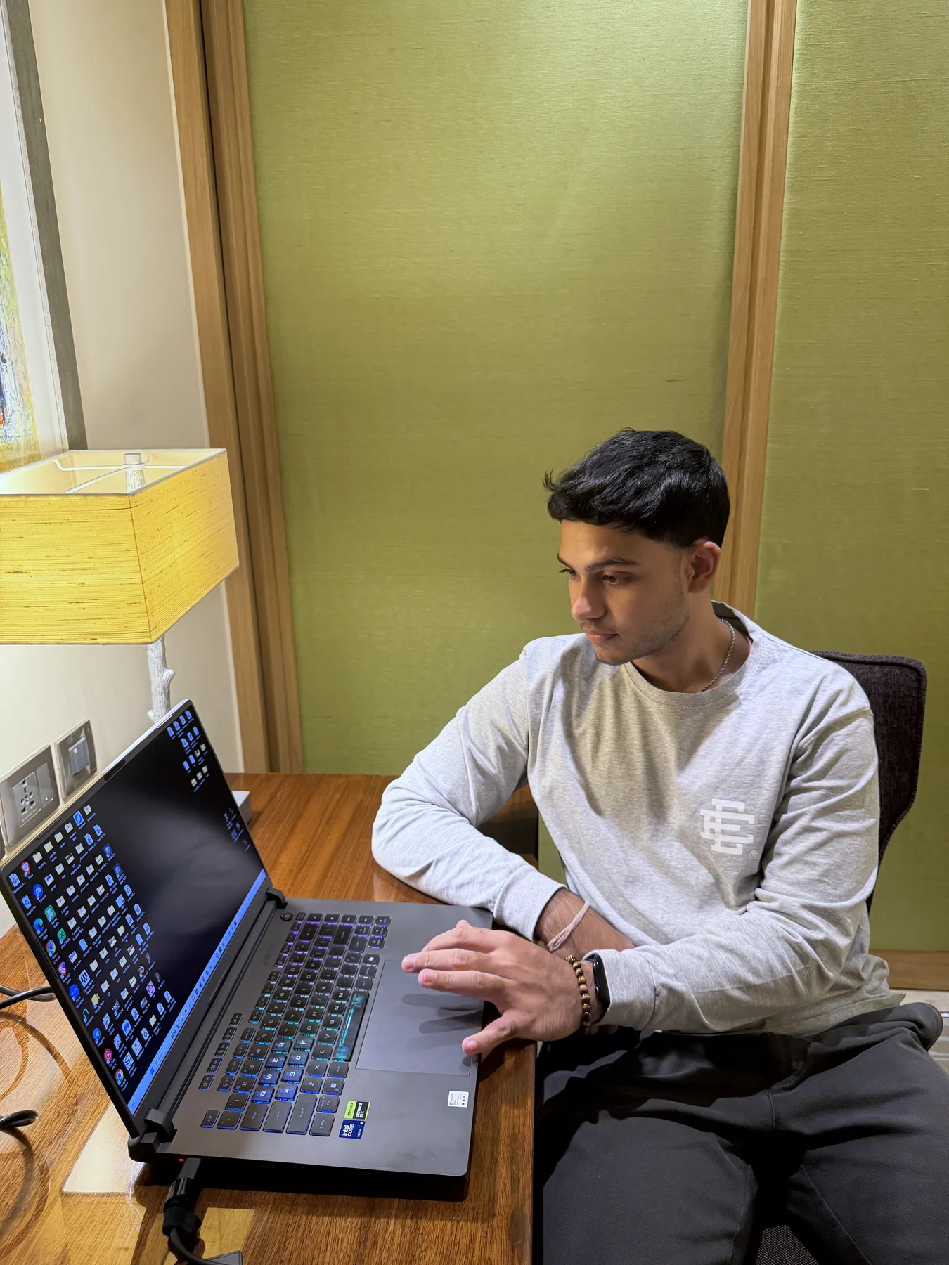 Ahaan Singhania at his desk